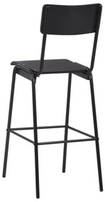 Καρέκλες Μπαρ 2 τεμ. Μαύρες από Μασίφ Κόντρα Πλακέ και Ατσάλι - Μαύρο