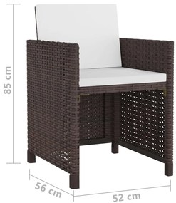 vidaXL Σετ Τραπεζαρίας Εξ. Χώρου 11 τεμ. Καφέ Συνθ. Ρατάν με Μαξιλάρια