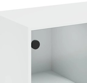 Τραπεζάκι Σαλονιού Λευκό 102x50x42 εκ. με Γυάλινες Πόρτες - Λευκό