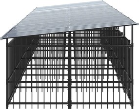 vidaXL Υπαίθριο Κλουβί Σκύλων με Οροφή από Χάλυβα 13,14 μ²
