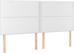 vidaXL Κρεβάτι Boxspring με Στρώμα Λευκό 200x200 εκ. Συνθετικό Δέρμα