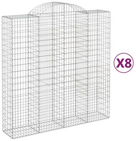 vidaXL Συρματοκιβώτια Τοξωτά 8 τεμ. 200x50x200/220 εκ. Γαλβαν. Ατσάλι