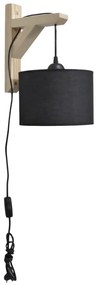 Απλίκα Τοίχου Με Φις Πρίζας Heronia HKF-03 14-0244 Wood/Black
