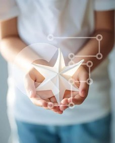 Intra Συλλεκτικό Ξύλινο Παζλ Plywood  4mm - Νεαρό αγόρι με το αστέρι Origami Σε Ξύλινο Κουτί - Διαστάσεις Puzzle: 10x10 cm – 25 κομμάτια