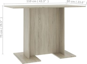 vidaXL Τραπεζαρία Sonoma Δρυς 110 x 60 x 75 εκ. από Επεξ. Ξύλο