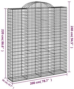 Συρματοκιβώτια Τοξωτά 14 τεμ. 200x50x220/240 εκ. Γαλβαν. Ατσάλι - Ασήμι