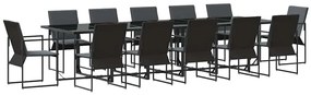 vidaXL Σετ Επίπλων Κήπου 13 Τεμαχίων Με Μαξιλάρια, Από Χάλυβα Και Τεξτιλέν