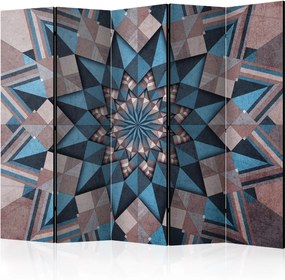 Διαχωριστικό με 5 τμήματα - Star Mandala (Brown and Blue) II [Room Dividers]