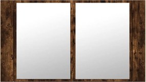 vidaXL Ντουλάπι Μπάνιου με Καθρέφτη/Φώτα LED Δρυς 80x12x45εκ Ακρυλικό
