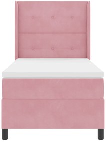 vidaXL κρεβάτι με τύπο box spring και στρώμα  Ροζ 90x190 εκ. Βελούδο