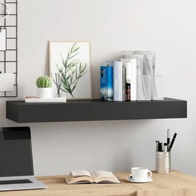 vidaXL Ράφι Τοίχου με Συρτάρι Μαύρο 80 x 25 x 8 εκ. MDF