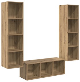 vidaXL Σετ Τηλεοπτικού Κάδου 3 pcs artisan δρυς 37 x 37 x 142.5 εκ