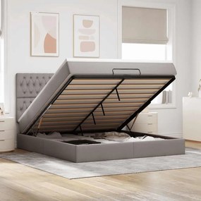 vidaXL Οθωμανικό κρεβάτι με στρώμα &amp; LEDs Taupe 180x200cm ύφασμα