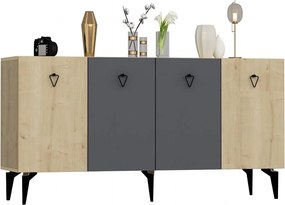 Stewehome Μπουφές Σαφίρ Δρυς Ανθρακί 150x40x79 cm