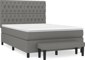 vidaXL Κρεβάτι Boxspring με Στρώμα Σκούρο Γκρι 140x200 εκ Υφασμάτινο