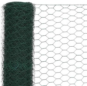 vidaXL Συρματόπλεγμα Εξάγωνο Πράσινο 25x1,5 μ. Ατσάλι με Επικάλυψη PVC