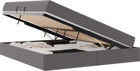 vidaXL Κρεβάτι με αποθηκευτικό χώρο και στρώμα 2 pcs Γκρι Δέρμα