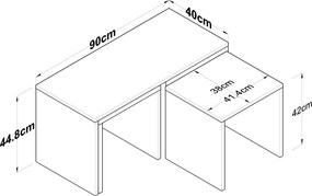 Σετ Τραπεζιών Σαλονιού Τραβερτίνη ABRON 90x40x44.8