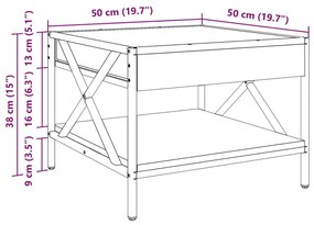 Τραπεζάκι Σαλονιού Άπειρο Φως LED Γκρι Sonoma 50x50x38 εκ. - Γκρι