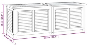 Μπαούλο Αποθήκευσης Κήπου με Τσάντα 150x50x55εκ Μασίφ Ξύλο Teak - Καφέ