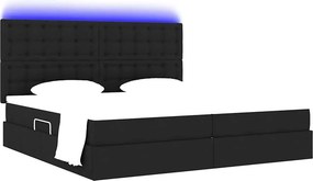vidaXL LED Κρεβάτι αποθήκευσης με στρώμα Μαύρο 200 x 200 cm Ύφασμα