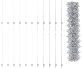 vidaXL Φράκτης Αλυσίδας με 44 U Posts Ασημί 1.2μ x 25μ Ατσάλι