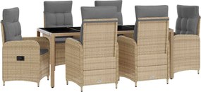 vidaXL Σετ Εξωτερικής Τραπέζης 7 pcs Μπέζ και Ανοιχτό Γκρι