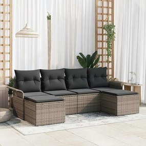 vidaXL Σετ Καναπέ Κήπου με μαξιλάρι 6 pcs Γκρι Πολυ ράταν