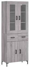 vidaXL Ντουλάπι Γκρι Sonoma 69,5 x 34 x 180 εκ. Επεξεργασμένο Ξύλο