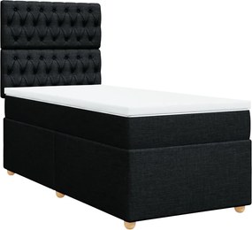 vidaXL Κρεβάτι Boxspring με Στρώμα Μαύρο 100 x 200 εκ. Υφασμάτινο