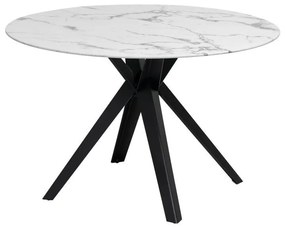 Τραπέζι Τραπεζαρίας 102 Fylliana Μάρμαρο - Μαύρο Φ120x75 εκ.