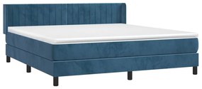 vidaXL Κρεβάτι Boxspring με Στρώμα Σκούρο Μπλε 180x200 εκ. Βελούδινο