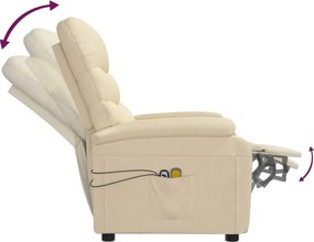 vidaXL Πολυθρόνα Μασάζ Ηλεκτρική Κρεμ Υφασμάτινη