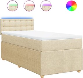 vidaXL Κρεβάτι Boxspring με Στρώμα Κρεμ 100 x 200 εκ. Υφασμάτινο