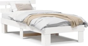 vidaXL Σκελετός Κρεβατιού Λευκό 100 x 200 cm Στερεά ξυλεία πεύκου