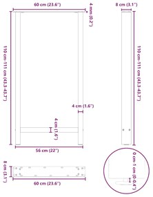 ΠΟΔΙΑ ΤΡΑΠΕΖΙΟΥ ΜΠΑΡ ΑΝΘΡΑΚΙ 2 ΤΕΜ. 60X(110-111) ΕΚ. ΑΤΣΑΛΙ 4013358