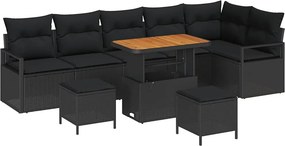 vidaXL Σετ Καναπέ Κήπου 9 τμχ. 8-Αριθμός καθισμάτων Μαύρο