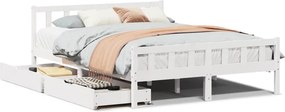 vidaXL Σκελετός Κρεβ. Χωρίς Στρώμα Λευκό 150x200 εκ Μασίφ Πεύκο