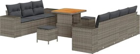 vidaXL Σετ Καναπέ Κήπου 10 pcs Γκρι συνθετικό ρατάν