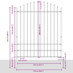 vidaXL Φράχτης Κήπου με Θόλο Γκρι 1,7x2 μ Σιδερένιος
