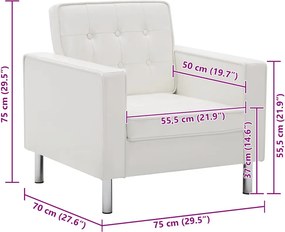 vidaXL Πολυθρόνα Λευκή 75x70x75 εκ. από Συνθετικό Δέρμα