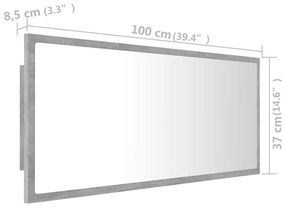 ΚΑΘΡΕΦΤΗΣ ΜΠΑΝΙΟΥ ΜΕ LED ΓΚΡΙ ΣΚΥΡ. 100X8,5X37 ΕΚ. ΜΟΡΙΟΣΑΝΙΔΑ 804944