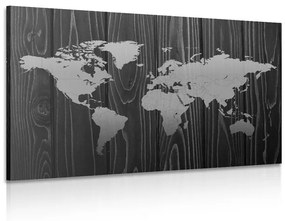 Εικόνα χάρτη σε ξύλο σε μαύρο & άσπρο - 120x80