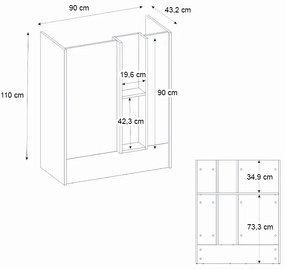Γραφείο υποδοχής - reception Bonveno Megapap χρώμα λευκό - sepet oak 90x43,2x110εκ.
