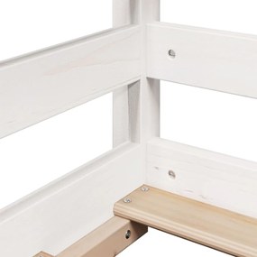 Υπερυψ. Κρεβάτι Λευκό 90x190 εκ. Μασίφ Πεύκο με Σκάλα / Οροφή - Λευκό