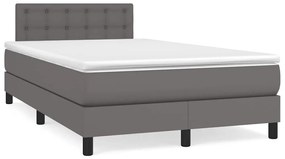 vidaXL Κρεβάτι Boxspring με Στρώμα & LED Γκρι 120x190 εκ. Συνθ. Δέρμα