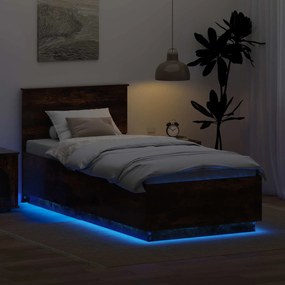 vidaXL Σκελετός Κρεβατιού με κεφαλάρι Καπνιστό Δρύς 100 x 200 cm