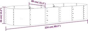 vidaXL Ζαρντινιέρα Ανθρακί 224x80x36 εκ Γαλβανισμένος χάλυβας