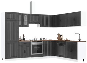 14 Piece Kitchen Cabinet Set "Lucca" Μαύρο κατασκευασμένο ξύλο