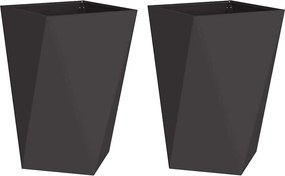 vidaXL Γλάστρα 2 τμχ. Μαύρο 50 x 50 x 75 cm Ατσάλι